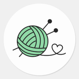 Sticker Rond Boule en Tricot - Couleur personnalisée
