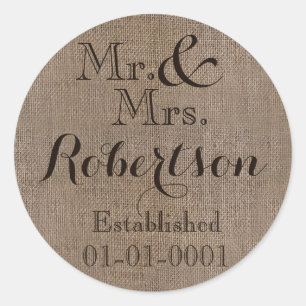 Sticker Rond Boule-Look Rustique Mariage personnalisable