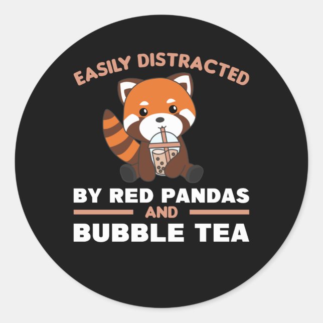 Sticker Rond Boule Thé Rouge Panda Chocolat Animaux mignons Bob (Devant)