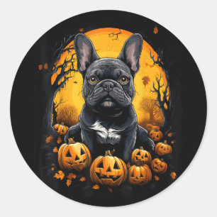 Sticker Rond Bouledogue français Halloween