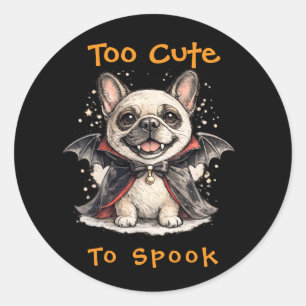 Sticker Rond Bouledogue français Halloween Chauve-souris vampir