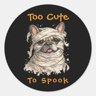 Sticker Rond Bouledogue français Halloween Mummy mignonne