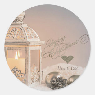 Sticker Rond Boules de Noël élégantes,Lanterne