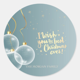 Sticker Rond Boules de Noël Je vous souhaite le meilleur Noël q