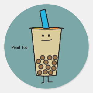 Sticker Rond Boules de tapioca de thé de lait de perle de Boba