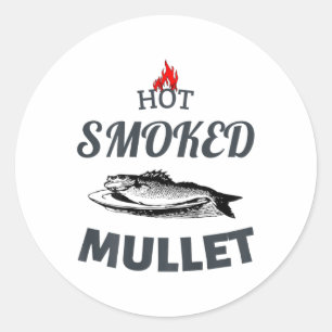 Sticker Rond Boulette Fumée Chaude Bbq Poisson Cuit Restauratio