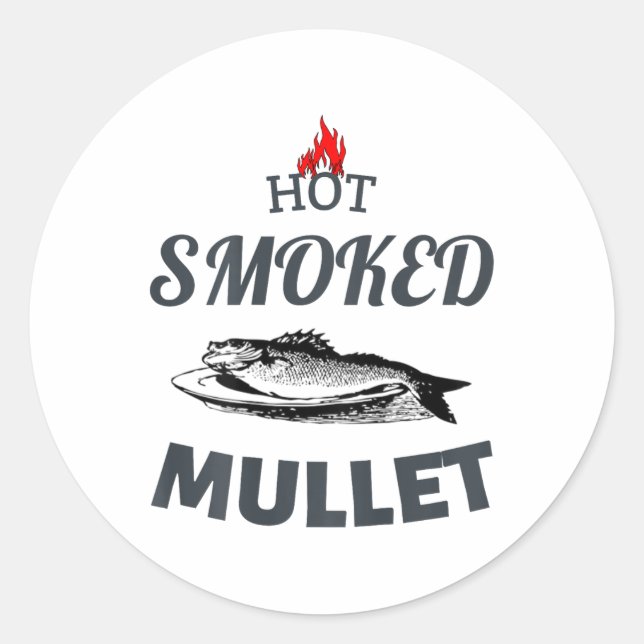 Sticker Rond Boulette Fumée Chaude Bbq Poisson Cuit Restauratio (Devant)
