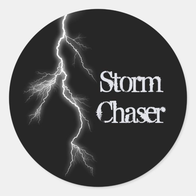 Sticker Rond Boulon de foudre, Chaser de tempête (Devant)