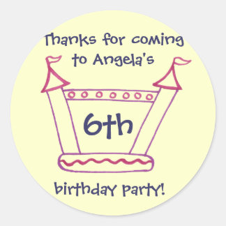 Sticker Rond Bouncy House Girls Anniversaire Merci