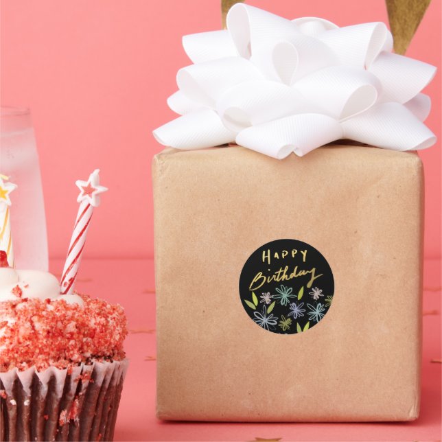Sticker Rond Bouquet d'Anniversaire Gold Classy (Fête)