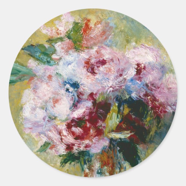 Sticker Rond Bouquet dans un vase d'Auguste Renoir (Devant)
