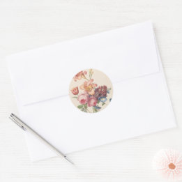 Sticker Rond Bouquet d'aquarelle d'art fin floral hollandais vi