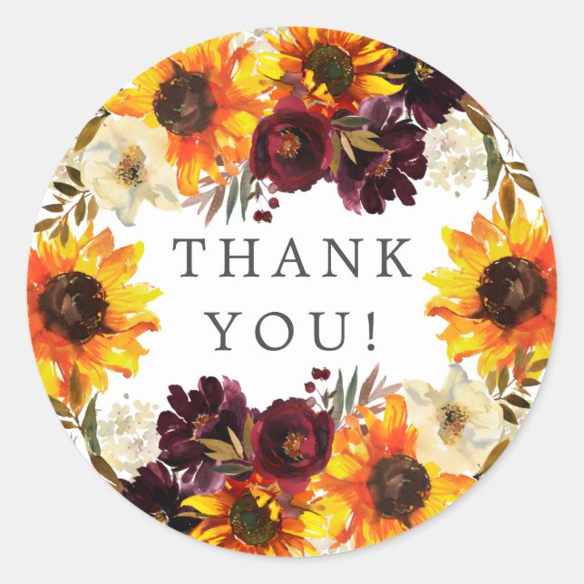 Sticker Rond Bouquet d'automne Tournesols Fête de mariage Flora (Devant)