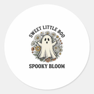 Sticker Rond Bouquet de fantôme floral vintage mignon Boo Hallo