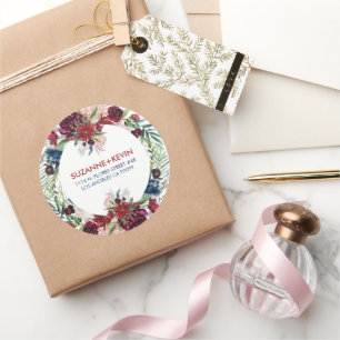 Sticker Rond Bouquet de fleurs aquarelles colorées