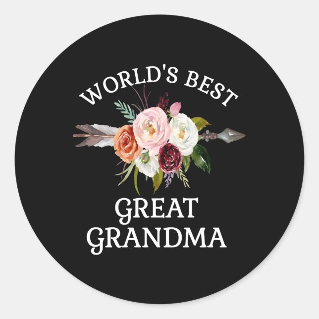 Sticker Rond Bouquet De Fleurs Grandma Arrow Le Meilleur Du Mon (Devant)