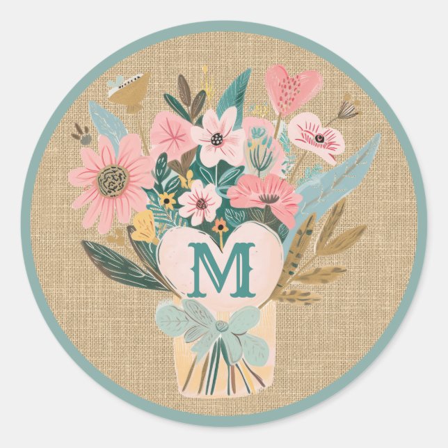 Sticker Rond Bouquet de fleurs maman (Devant)