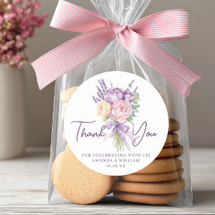 Sticker Rond Bouquet de fleurs rose violet moderne de pivoine M