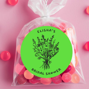 Sticker Rond Bouquet de fleurs sauvages Mariage champêtre et fa