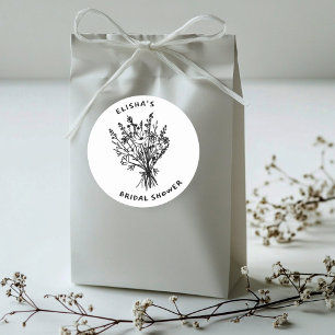 Sticker Rond Bouquet de fleurs sauvages Mariage champêtre et fa