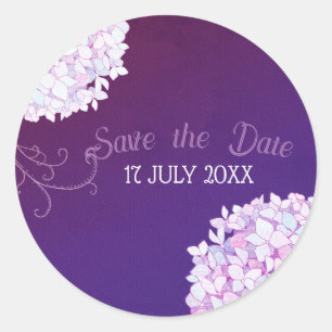Sticker Rond Bouquet de Hydrangea Mariage pourpre