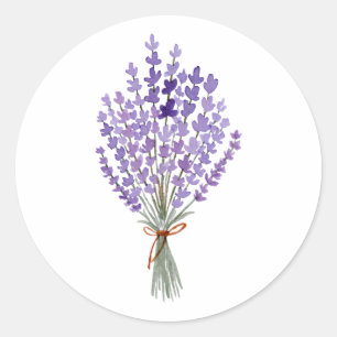 Sticker Rond Bouquet de lavande aquarelle