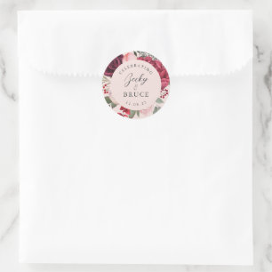 Sticker Rond Bouquet de mariage rose romantique de la mariée et