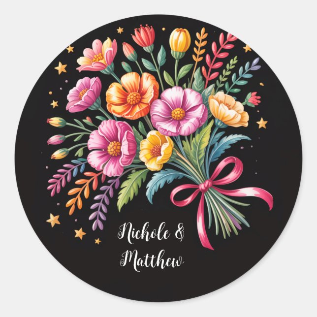 Sticker Rond Bouquet de mariage vibrant Fiesta Mariage (Devant)