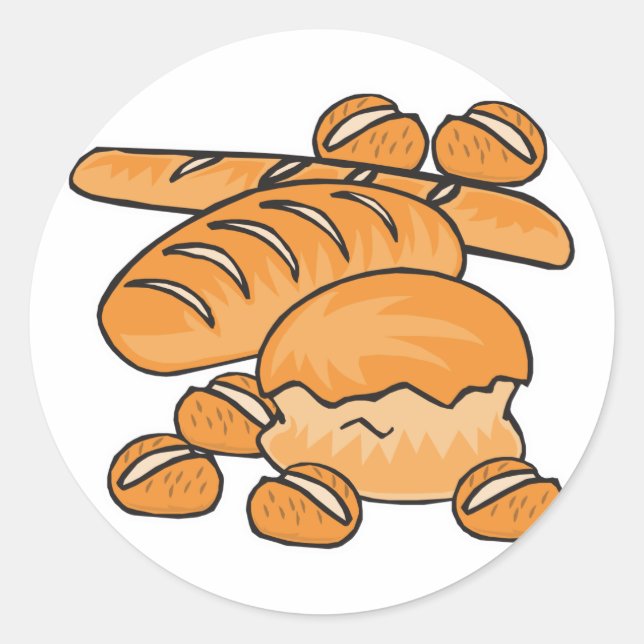 Sticker Rond bouquet de pain et petits pains (Devant)