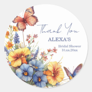 Sticker Rond Bouquet de papillon d'aquarelle personnalisable