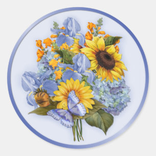 Sticker Rond Bouquet de tournesol d'été