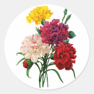 Sticker Rond Bouquet d'oeillet et de souci par Redoute