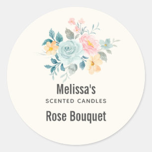 Sticker Rond Bouquet élégant rose et bleu bouquet bouquet Biz