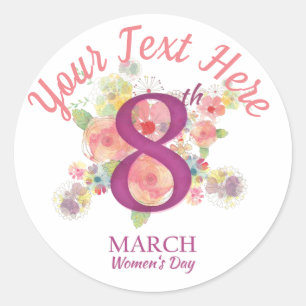Sticker Rond Bouquet floral 8 mars Journée internationale de la