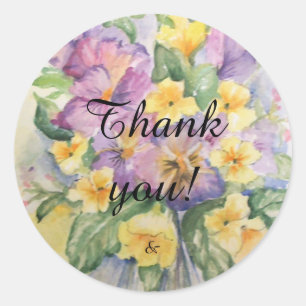 Sticker Rond Bouquet floral avec panneaux de lilas merci