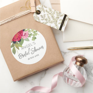 Sticker Rond Bouquet Floral Coloré et Lumineux pour Baby Shower