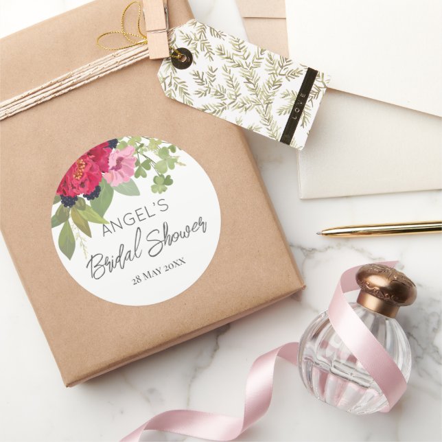 Sticker Rond Bouquet Floral Coloré et Lumineux pour Baby Shower (Cadeaux)