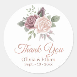 Sticker Rond Bouquet floral de rose poussiéreux rustique