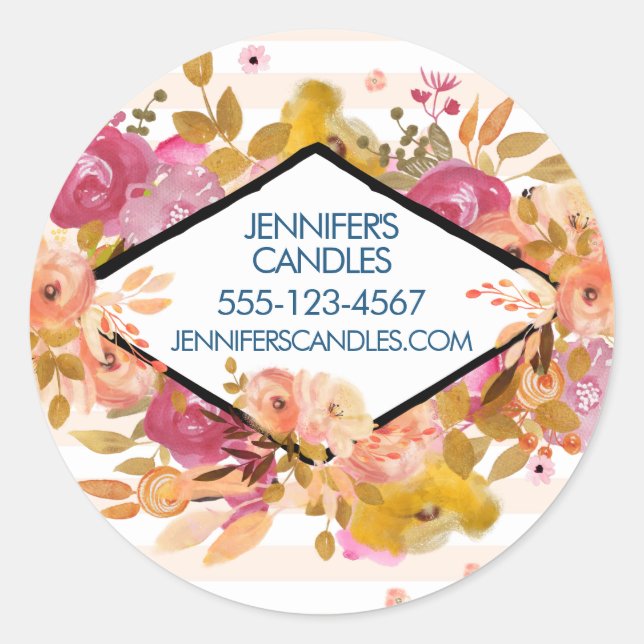 Sticker Rond Bouquet floral orange et rose (Devant)