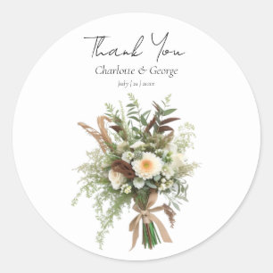 Sticker Rond Bouquet mariage rustique