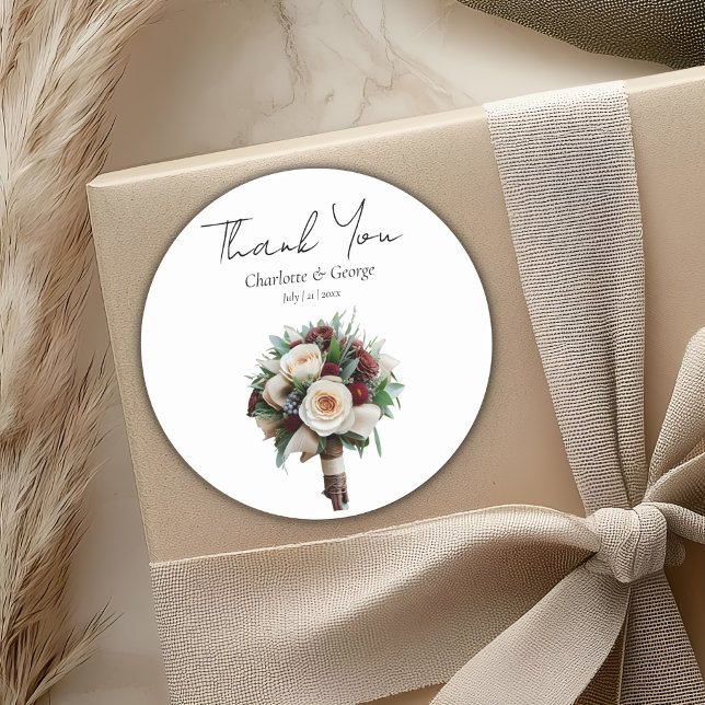 Sticker Rond Bouquet Mariage rustique Fleur mariage Faveurs (Créateur téléchargé)