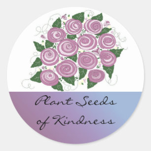 Sticker Rond Bouquet Rose violet