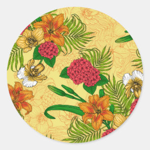 Sticker Rond Bouquet tropical