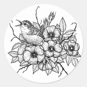 Sticker Rond Bouquet Wren