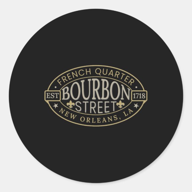 Sticker Rond Bourbon Street New Orleans French Quarter Louisian (Devant)