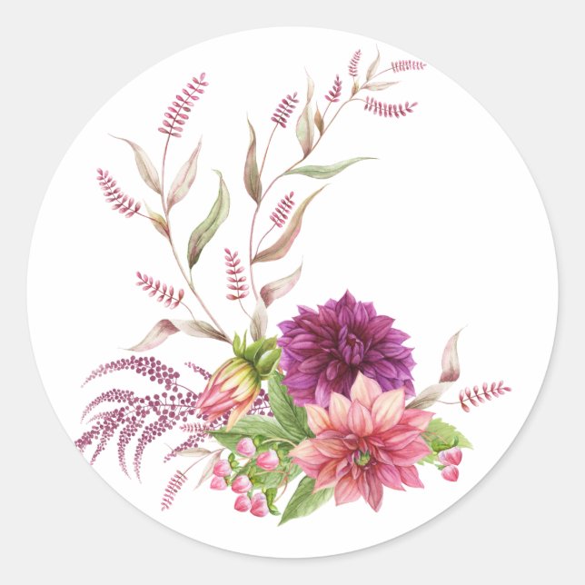 Sticker Rond Bourgogne - Floral de Marsala (Devant)