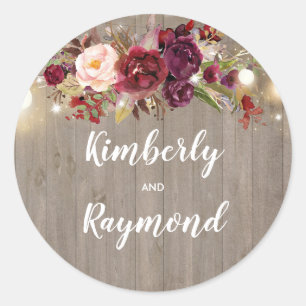 Sticker Rond Bourgogne Floral Russe Mariage