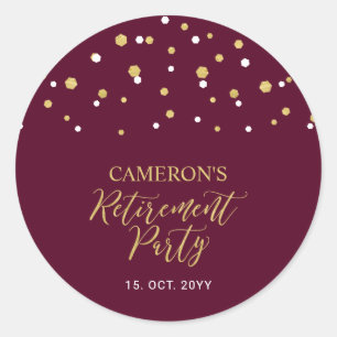 Sticker Rond Bourgogne & Or   Cadeau de fête de retraite modern