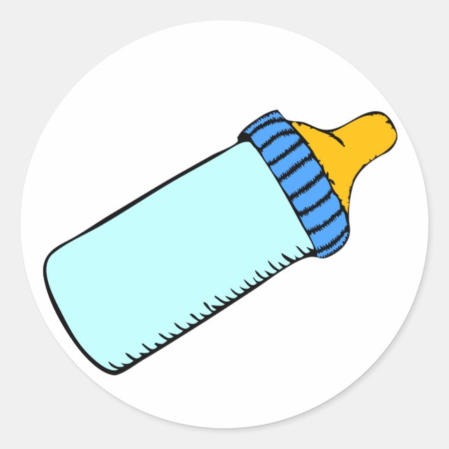 Sticker Rond Bouteille Bébé Bleue (Devant)