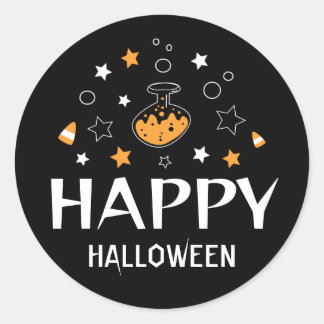 Sticker Rond bouteille de potion d'halloween heureuse